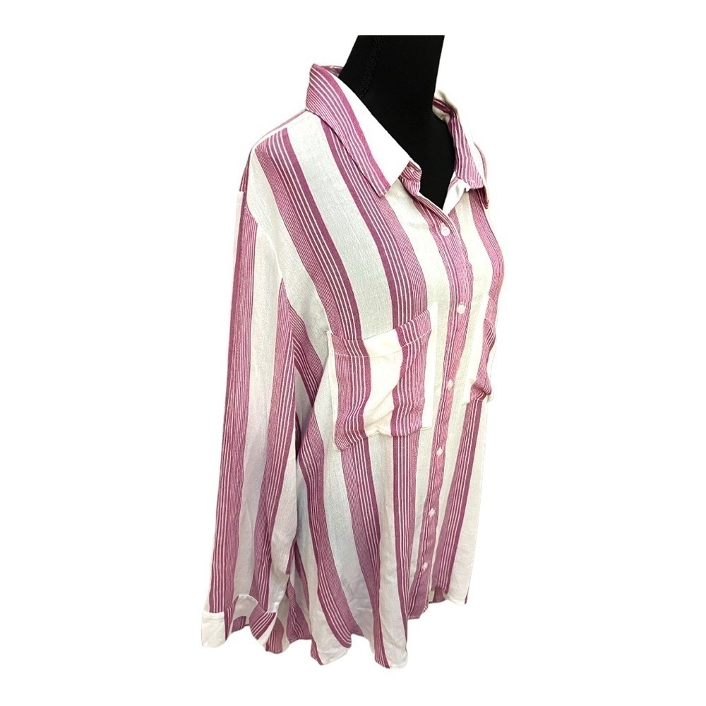 BP The Perfect Shirt Purple White Striped Button Down XS - Picture 4 of 8